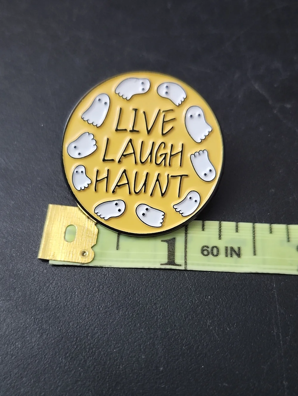 Live Laugh Haunt Yellow Ghost Enamel Pin